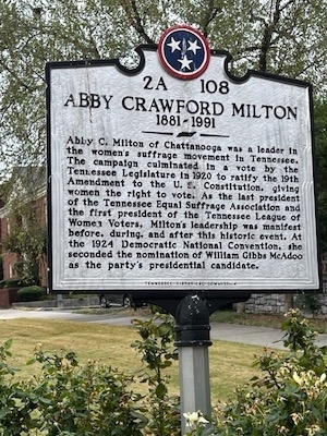 Abby Crawford Milton Suffrage statue in Chattanooga