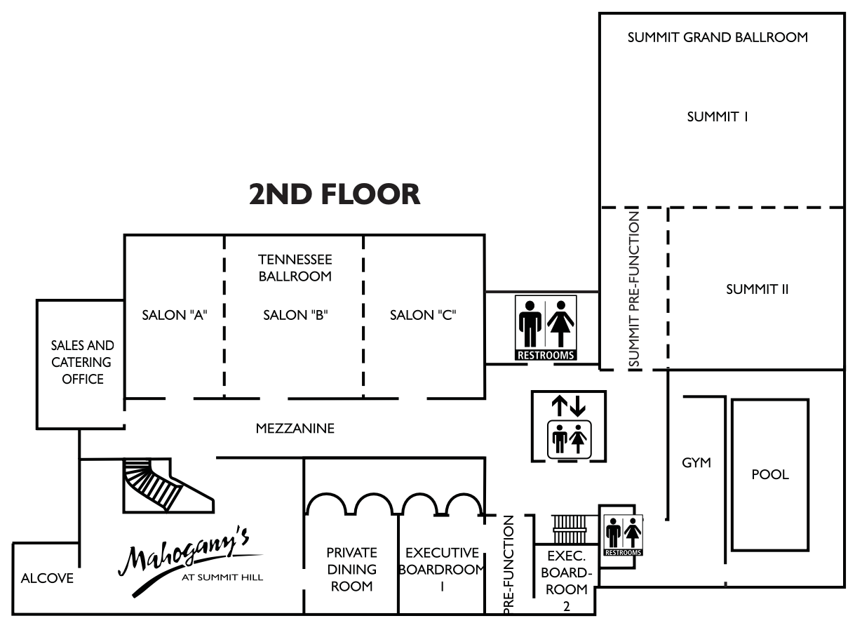 Map of Knoxville Crowne Plaza Hotel meeting space