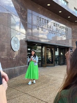 TBA YLD Board Member Lindsay Oakes talks at the U.S. Courthouse in Nashville