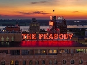 Peabody Hotel at sunset
