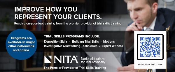 Advertising image for National Institute of Trial Advocacy