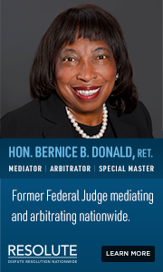 Ad from Resolute Systems promoting Bernice Donald as mediator